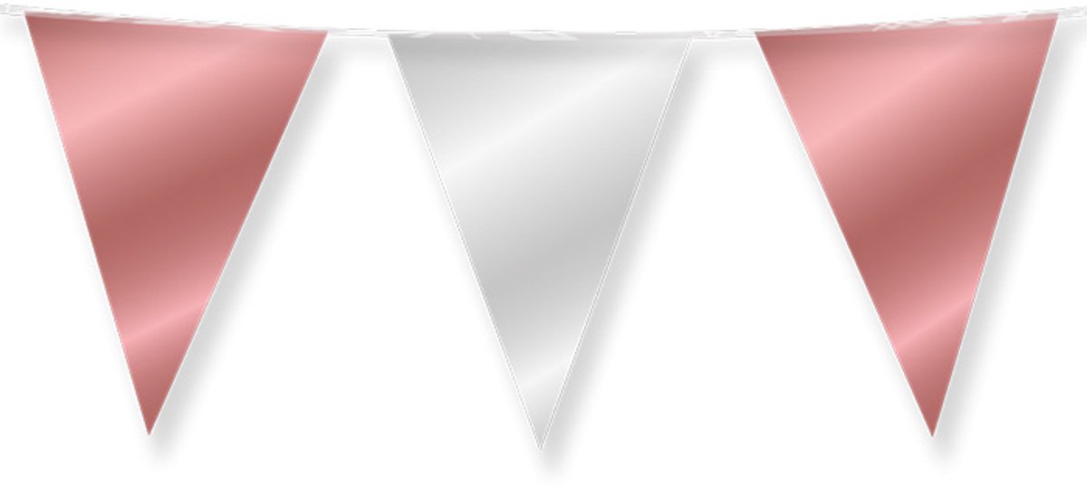 Dubbelzijdige vlaggenlijn | Set á 6 stuks | Lengte: 10 meter | Kleur: Rose goud | Zilver